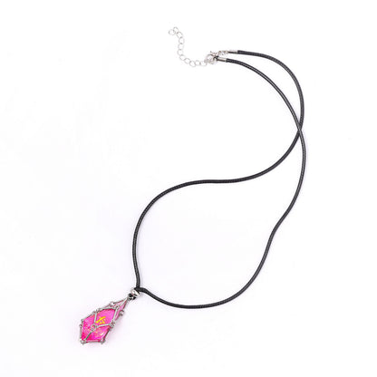 取り外し可能な D4 ダイスホルダーネックレス、ランダムシャープ樹脂 D4s-シルバー