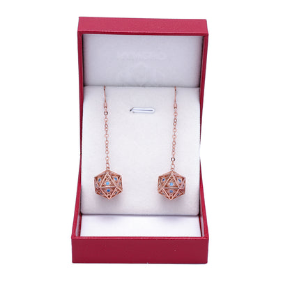 ドラゴンアイ D20 イヤリング - ゴールド、レッドジェム付き