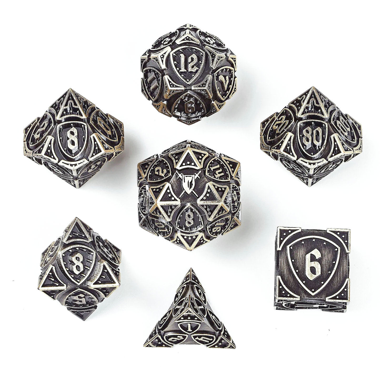 Fighter Solid Metal Polyhedral Dice Set-Ancient Bronze