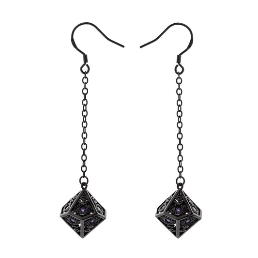 Dragon's eye D100 earrings-Gunmetal w/Purple gems