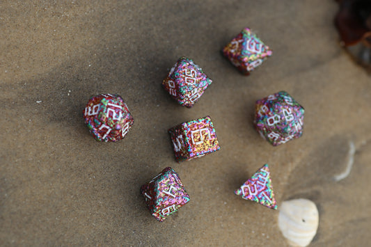 Chromatic with White Pile of Skulls Solid Metal Dice Set