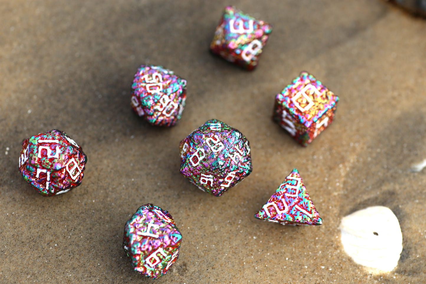 Chromatic with White Pile of Skulls Solid Metal Dice Set