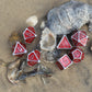 Silver with Red enamel Bone Collector Solid Metal Dice Set