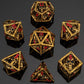 Gold with Red Skull's Grin Hollow Metal Dice Set