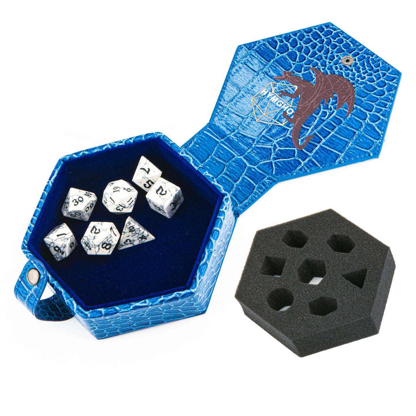 Dragon's Hoard Gemstone Polyhedral Dice Set-Black Network Agate