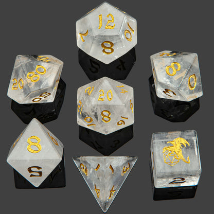 Clear Crystal Quartz-7 die RPG Set Gemstone Dice