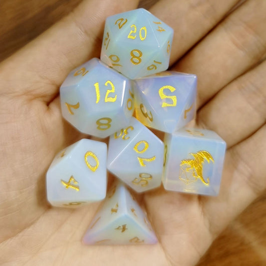 Natural Opal stone dice set 7 pieces set for D&D