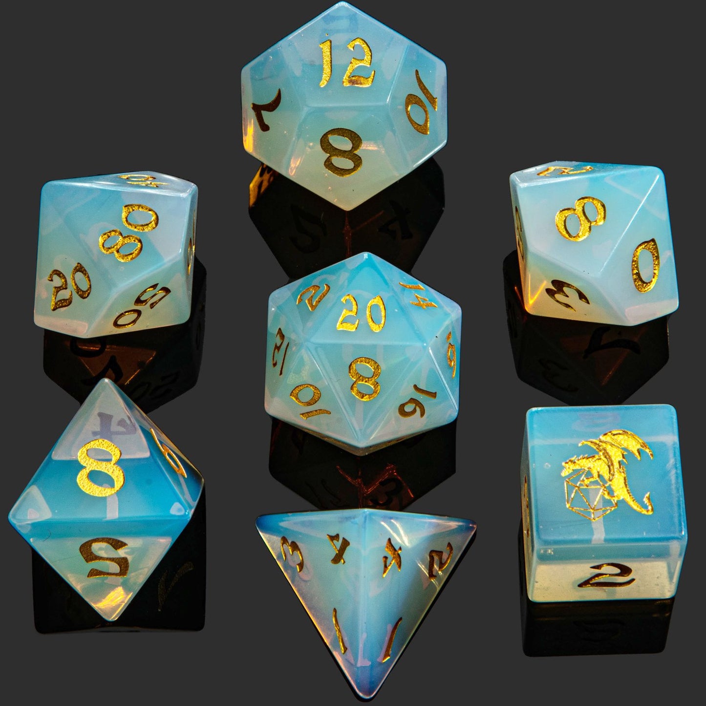 Natural Opal stone dice set 7 pieces set for D&D