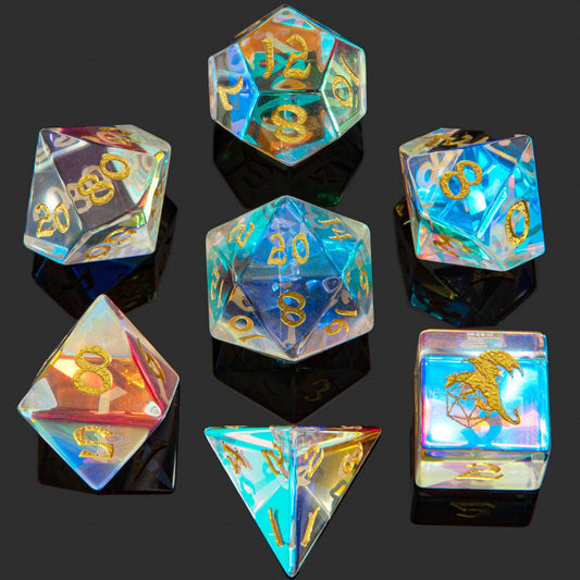 Prismatic Crystal K9 Stone Dice Set 7 Pieces Full Set