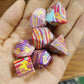 Rainbow Textured Stone Dice Set 7 Pieces for RPG