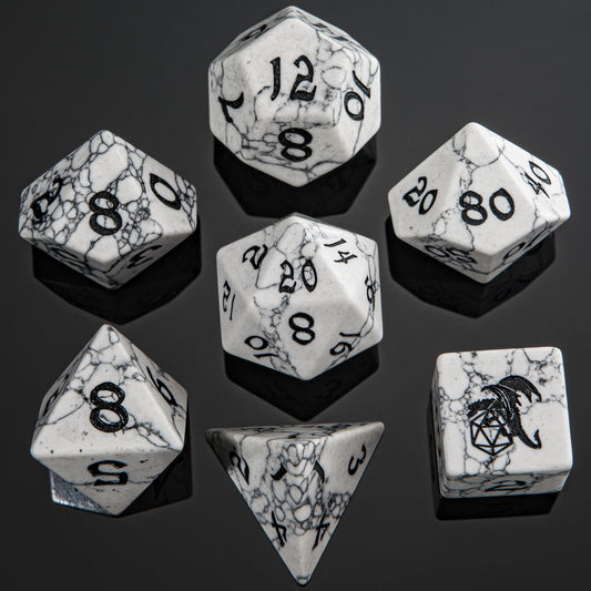 Dragon's Hoard Gemstone Polyhedral Dice Set-White Turquoise