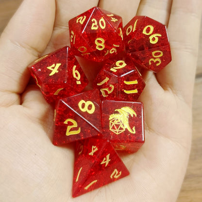 Dragon's Hoard Gemstone Polyhedral Dice Set-Blast Ruby Red