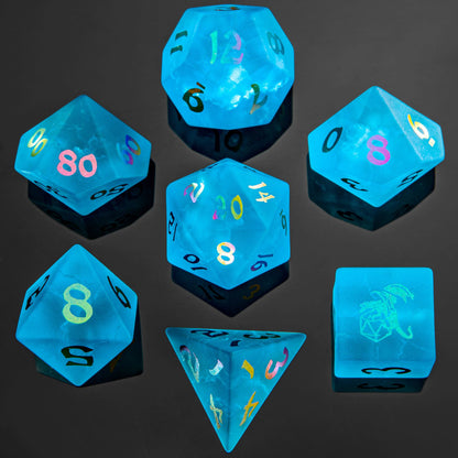 Dragon's Hoard Gemstone Polyhedral Dice Set-Sea Blue