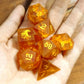 Dragon's Hoard Gemstone Polyhedral Dice Set-Frosted Amber
