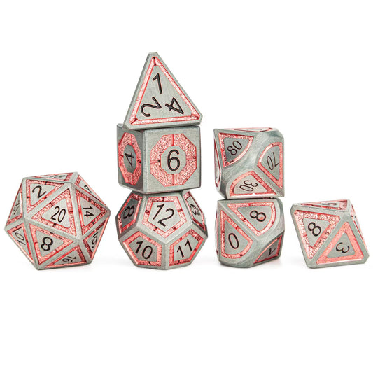 Leyline Iron with rose gold metal dice for D&D