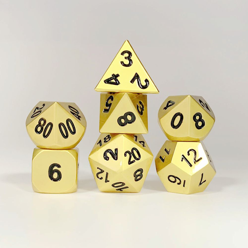 Classic D&D dice recessed digits matt gold color - HYMGHO Dice 