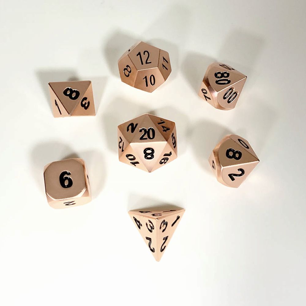 DND Metal Dice Set for gaming Classic shiny copper colors - HYMGHO Dice 