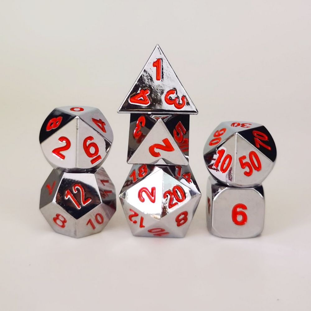 7PCS Polyhedral DND Dice Set shiny nickel dice - HYMGHO Dice 