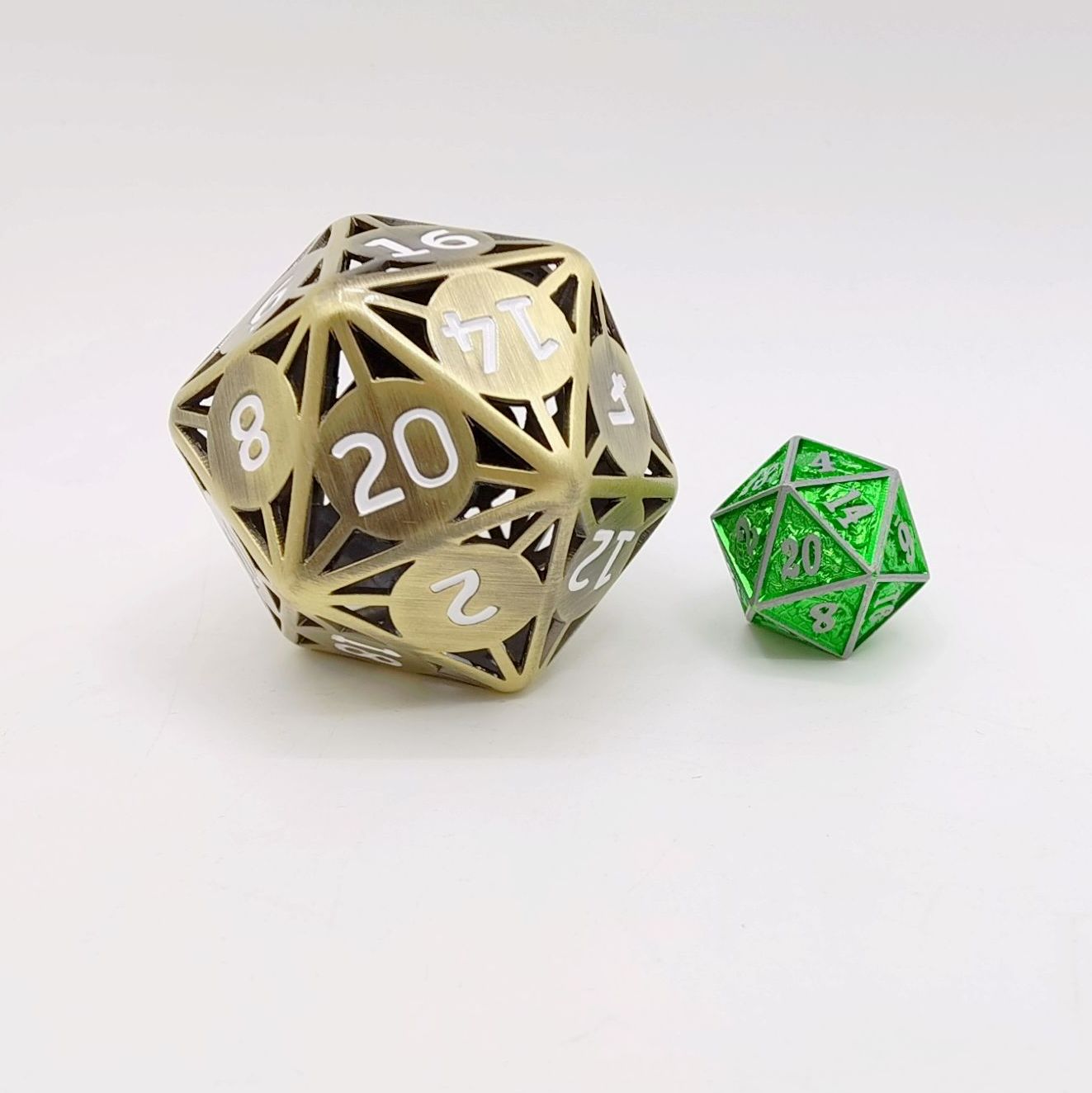 Classic Atomic Dice Giant Hollow Ancient Bronze 55MM D20 - HYMGHO Dice 