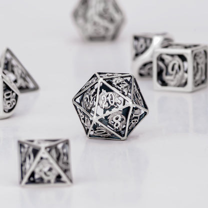 Rare Handcrafted Sterling Silver 925 Dragon Cage Dice Set - HYMGHO Dice 