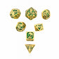 Gold emerald hand painting solid metal dragon dice set for D&D Pathfinder MTG board games - HYMGHO Dice 