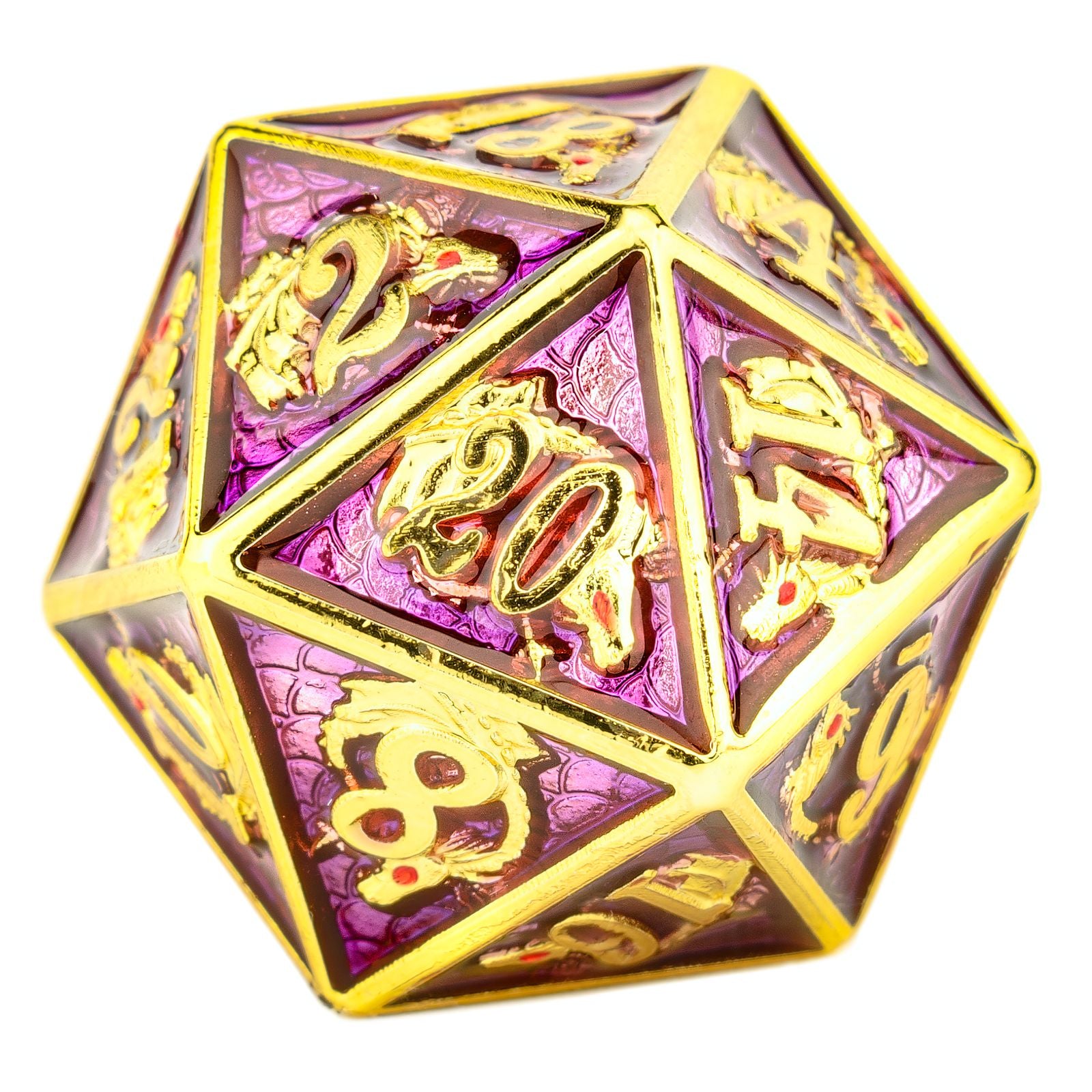 Gold midnight dream purple solid metal dragon dice-new version - HYMGHO Dice 