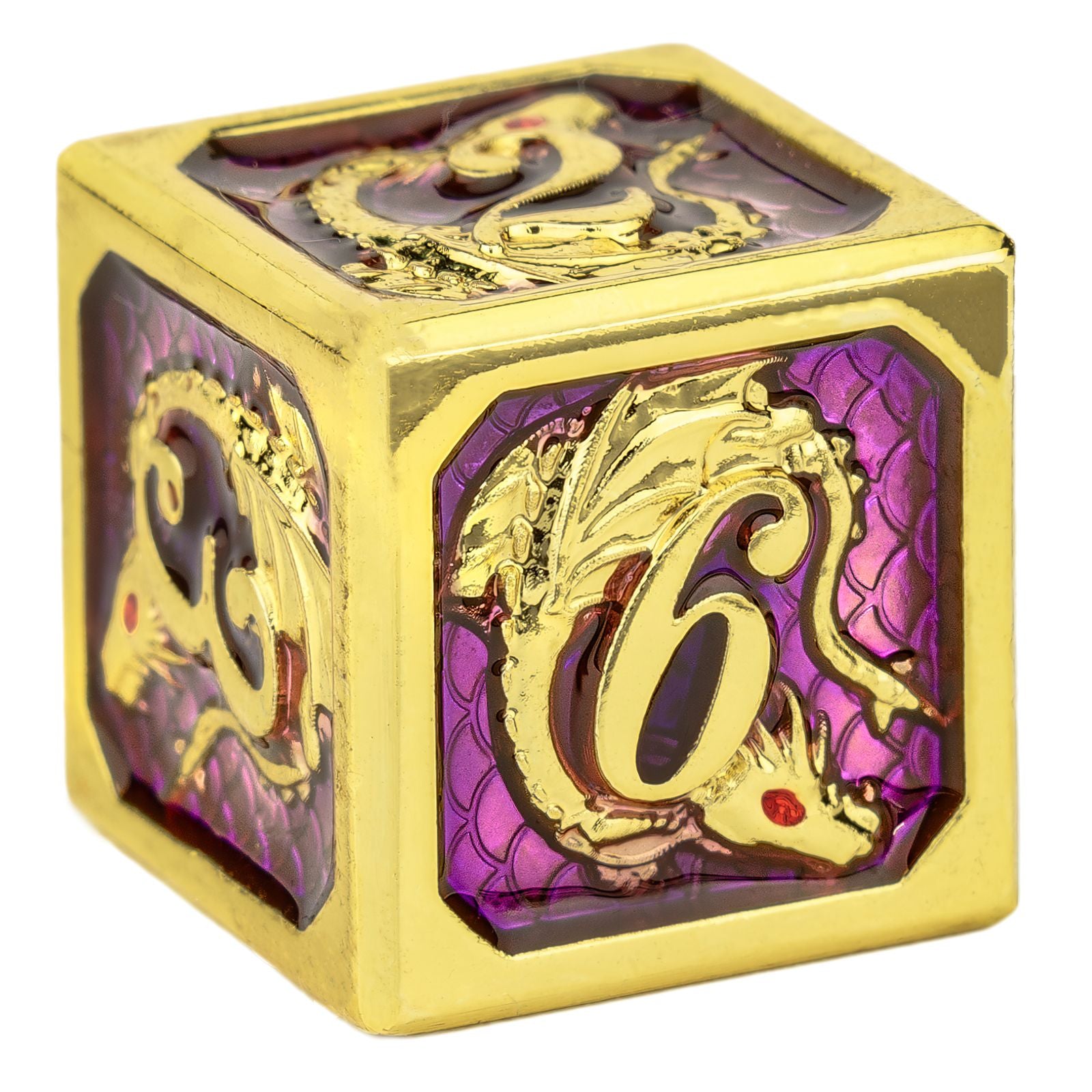 Gold midnight dream purple solid metal dragon dice-new version - HYMGHO Dice 