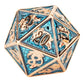 Single Solid Metal Dragon D20 Copper Aqua enamel - HYMGHO Dice 