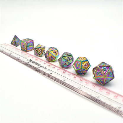 Metal solid dragon dice set Rainbow RPG dice