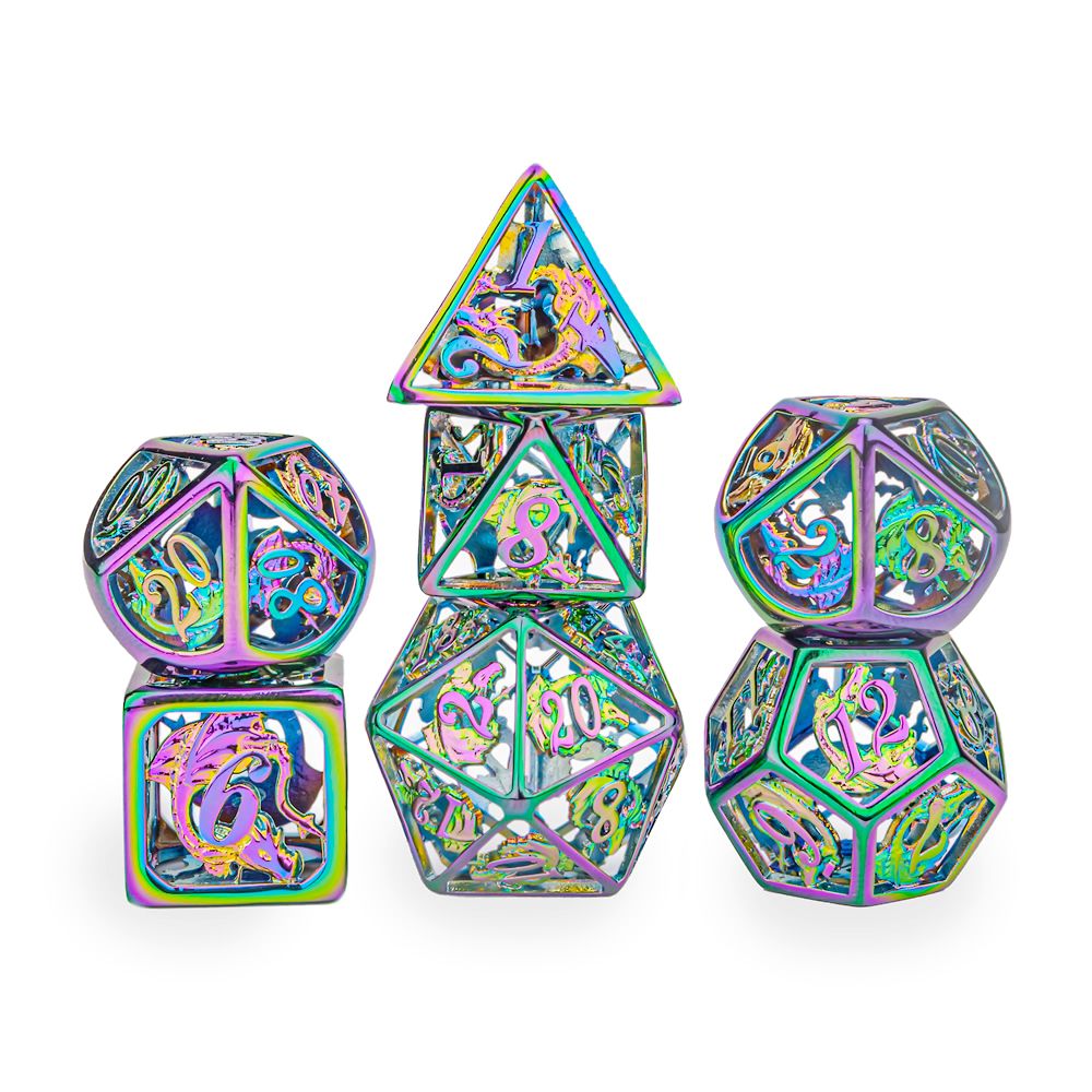 Rainbow hollow dragon dice set for TRPG D&D MTG Pathfinder board games - HYMGHO Dice 