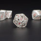 Matt Silver Hollow Dragon Dice set with different colors digits - HYMGHO Dice 