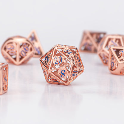 Rose Gold Hollow Dragon dice with hand paiting number - HYMGHO Dice 