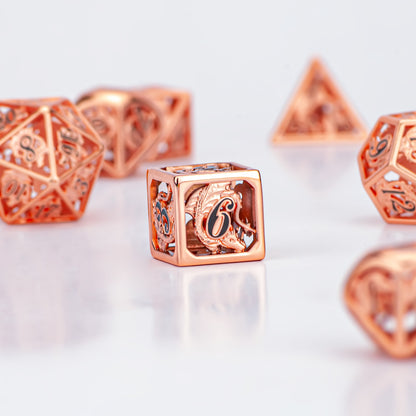 ローズゴールド中空ドラゴンダイス（黒フォント付き）