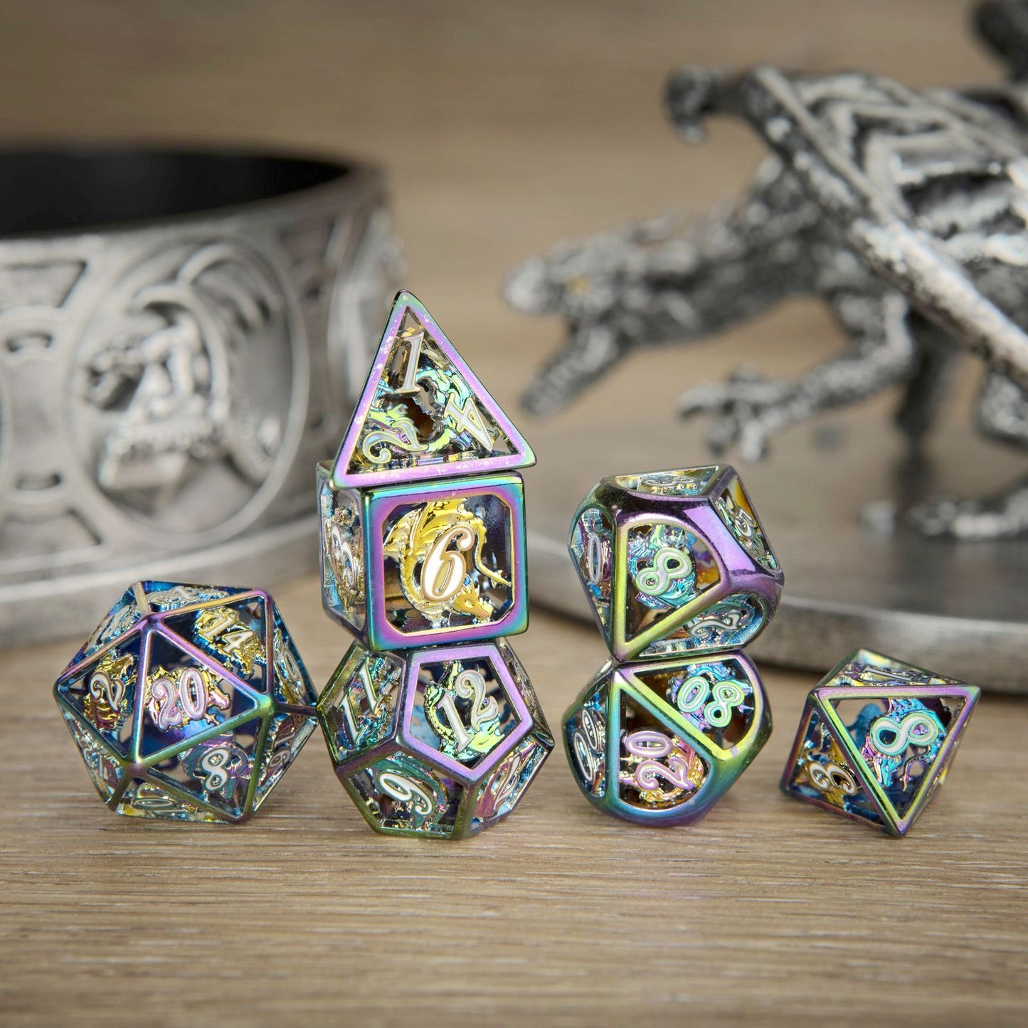 Prism hollow dragon dice set for TRPG D&D board games - HYMGHO Dice 