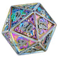 Brushed Rainbow Single Solid Metal Dragon D20 die - HYMGHO Dice 