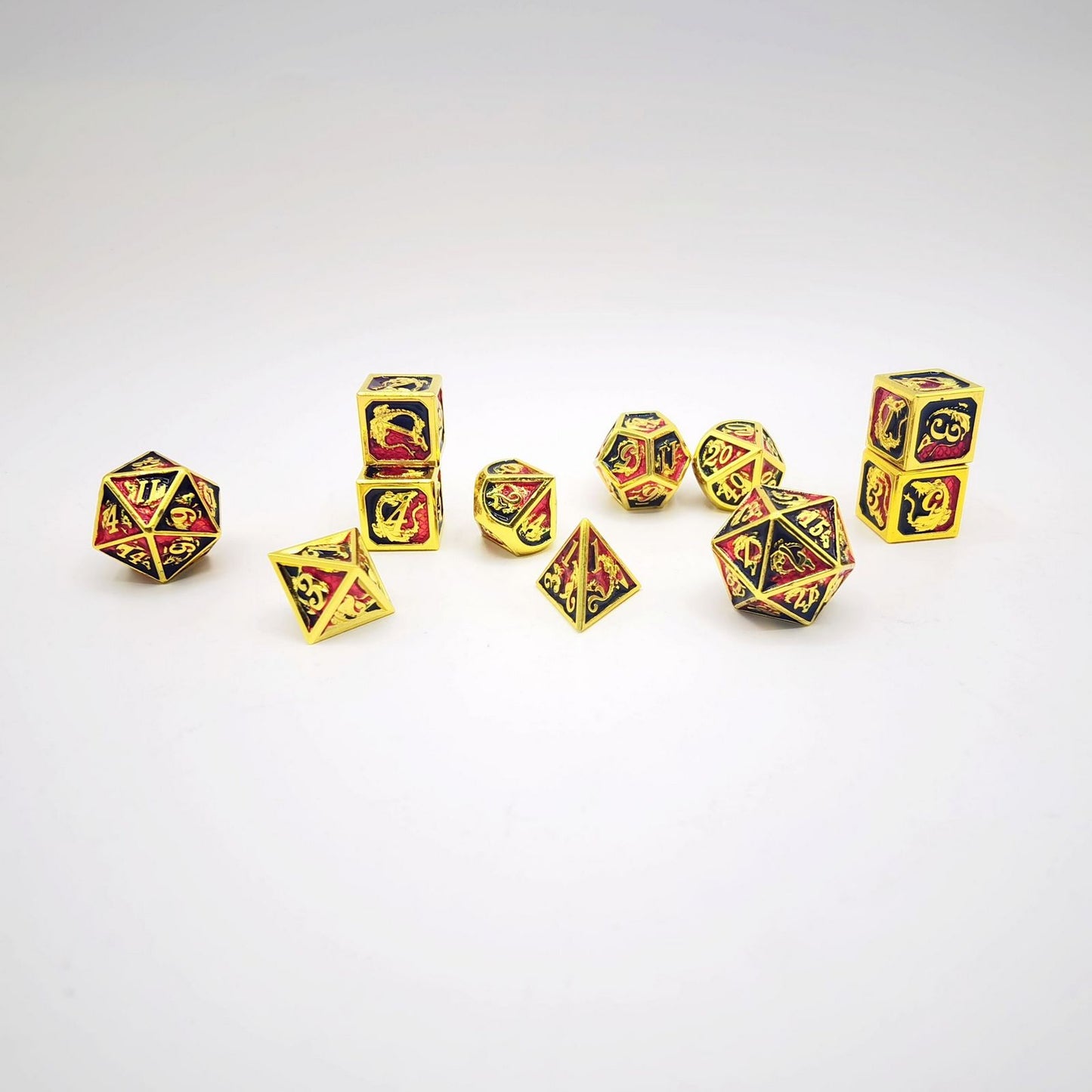 Black and Fire Dragon-11 pieces set - HYMGHO Dice 