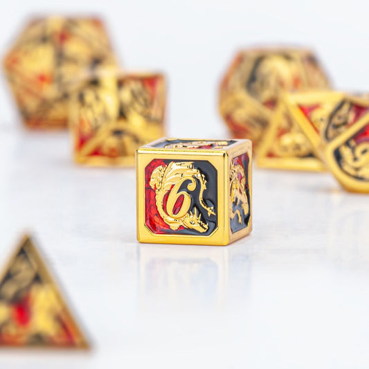 New red black mixed painting with gold frame solid dragon dice - HYMGHO Dice 