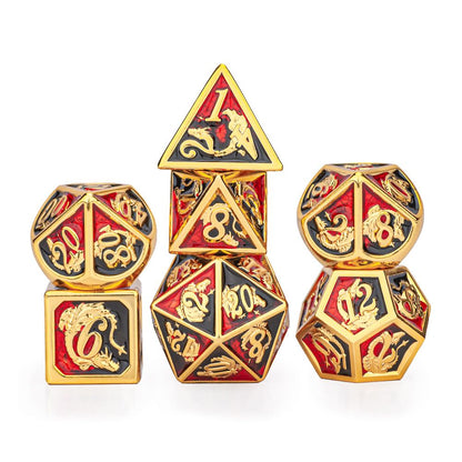 New red black mixed painting with gold frame solid dragon dice - HYMGHO Dice 