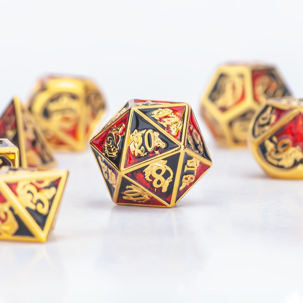 New red black mixed painting with gold frame solid dragon dice - HYMGHO Dice 