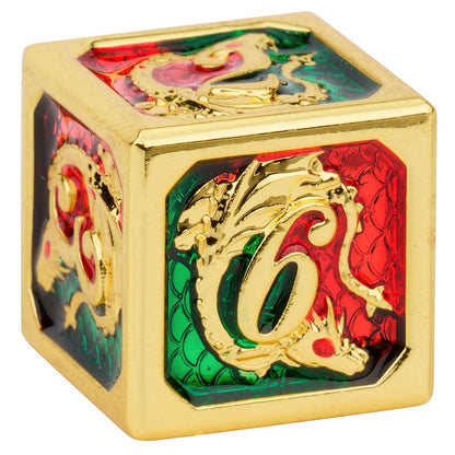 New arrival Gold ruby&emerald painting dragon dice set - HYMGHO Dice 