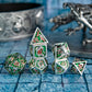 Silver Emerald with red font hand painting dragon metal dice