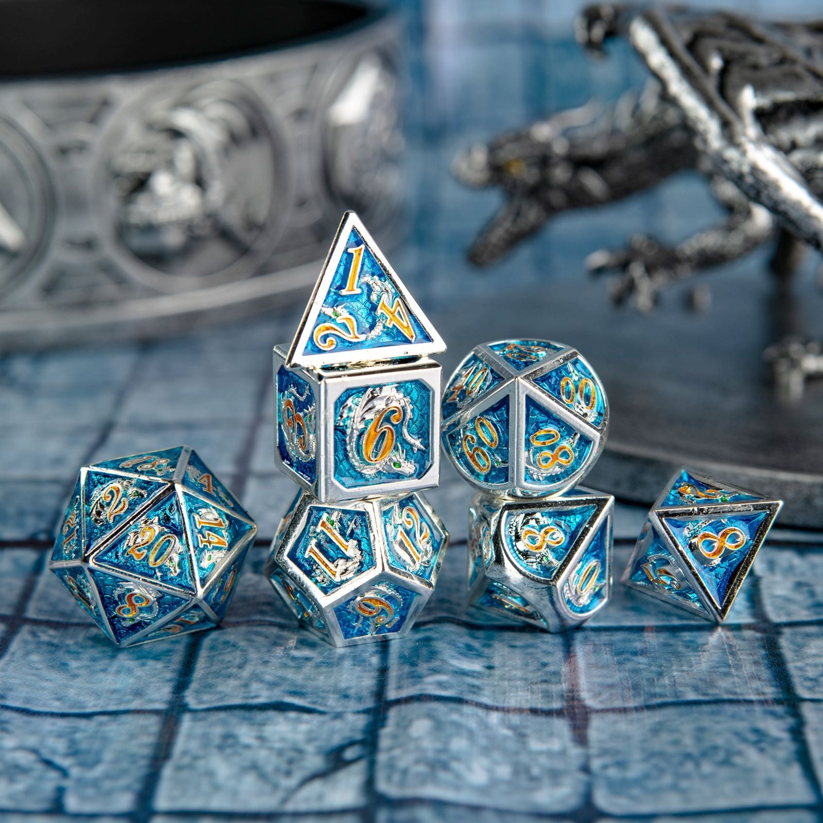 Ice and Fire dragon in the war new version silver dragon dice - HYMGHO Dice 