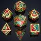 Gold w/Red& Blue dragon dice set for RPGs