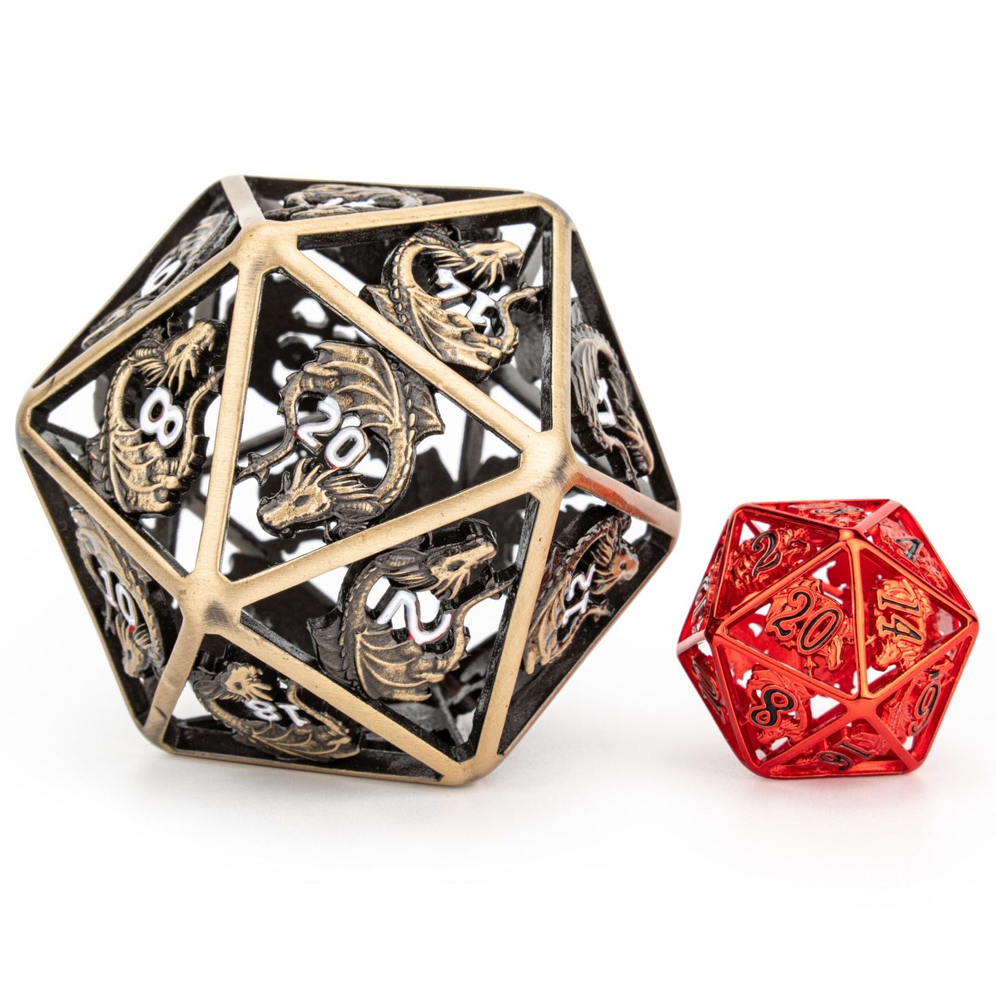 Titan Giant Hollow Bronze 55MM D20 with Dragon design