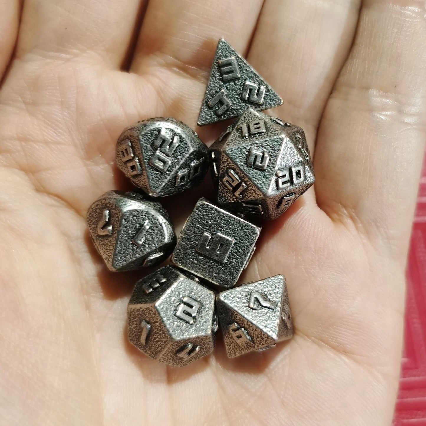 10MM Mini Metal RPG Dice Set- Ancient Silver