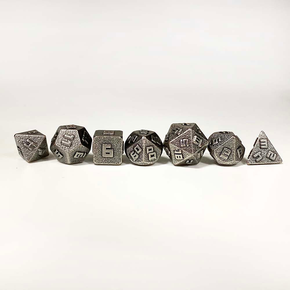 10MM Mini Metal RPG Dice Set- Ancient Silver