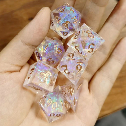 Captured Magic Handmade Sharp Edge Resin Dice-Opal