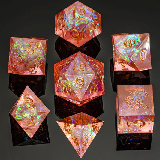 Captured Magic Handmade Sharp Edge Resin Dice-Pink