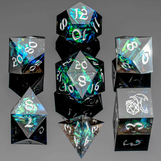 Captured Magic Handmade Sharp Edge Resin Dice-Black