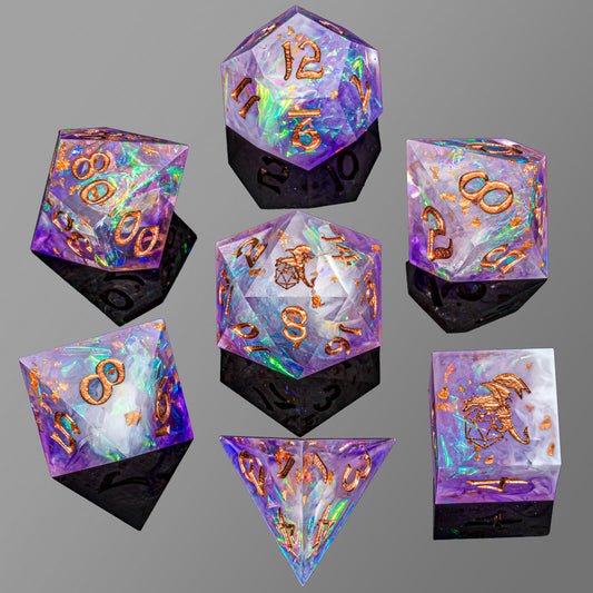 Captured Magic Handmade Sharp Edge Resin Dice-Arcane Amethyst